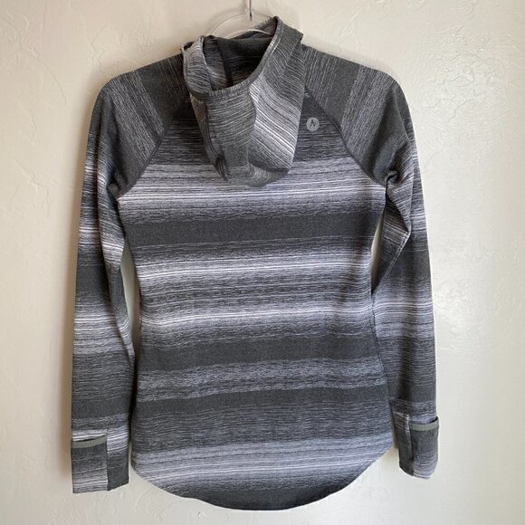 Marmot Hooded Running Pullover Gray Stripe XS - Picture 6 of 11
